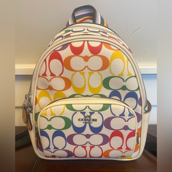 Coach Mini Court Backpack In Rainbow Signature Canvas - Picture 3 of 8